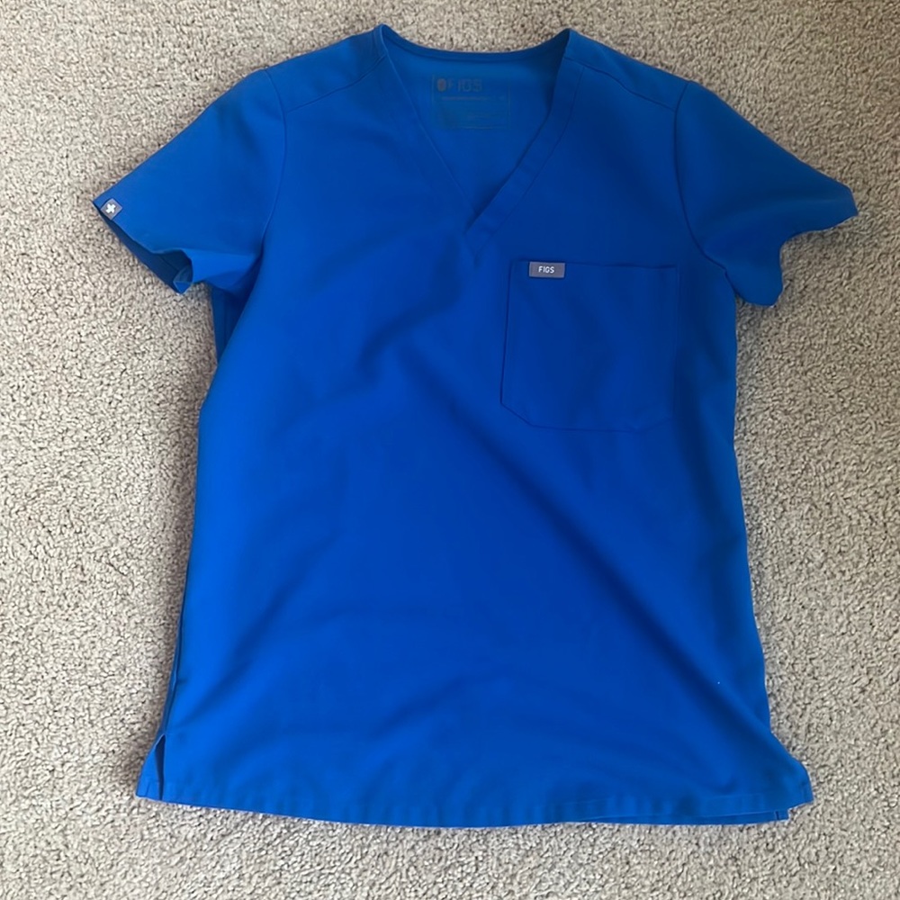 Figs scrubs top royal blue